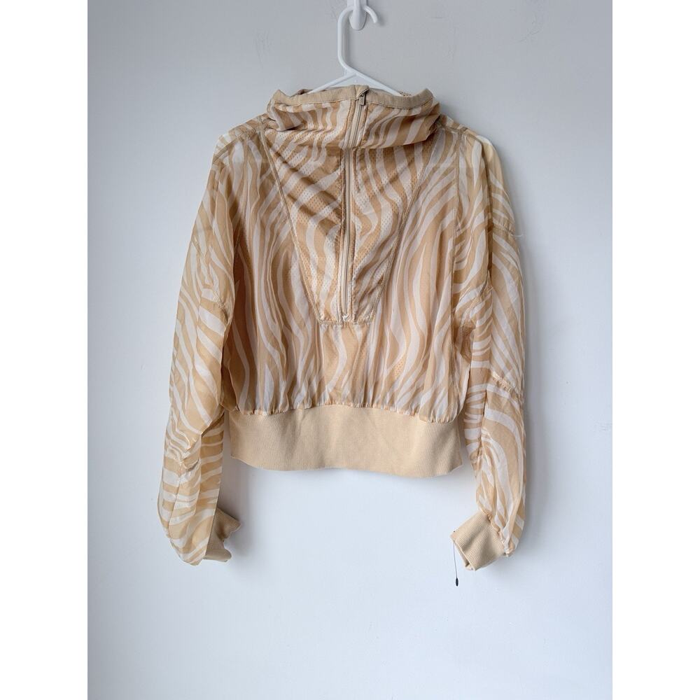 Free People Movement Pullover 3/4 Zip Windbreaker Size L Tan Zebra Dolman Sleeve
